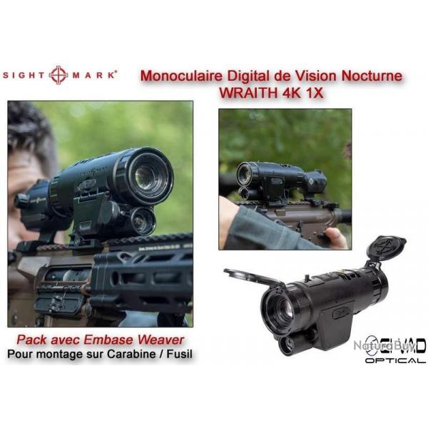 Monoculaire Sightmark de Vision Nocturne WRAITH 4K - Montage pour Carabine