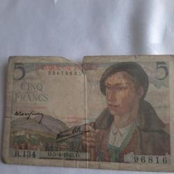 Ancien billet de 5 francs BERGER