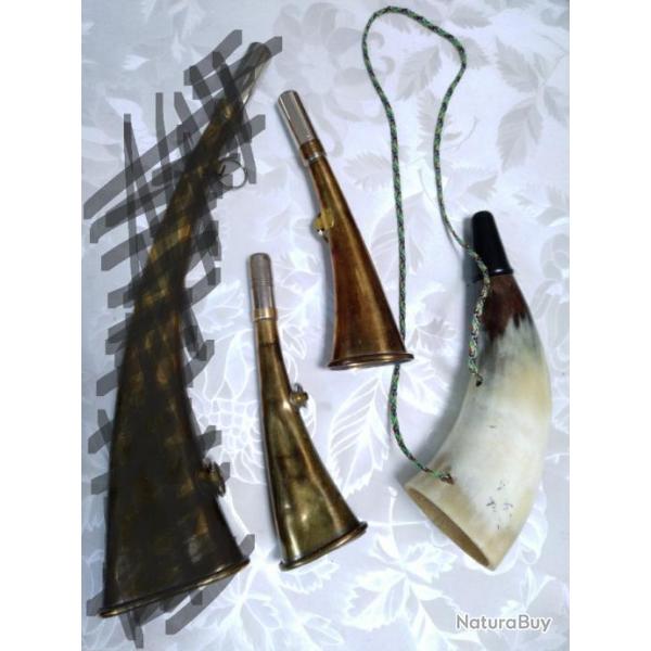 Lot de 3 cornes de chasse