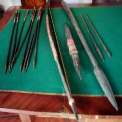 lot rare d'un arc avec ses flèches art tribal afrique Début XXème