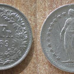 Suisse 1/2 franc 1969 50 Rappen Piece Centimes Cent Francs Franc