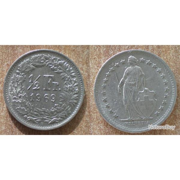 Suisse 1/2 franc 1969 50 Rappen Piece Centimes Cent Francs Franc