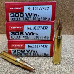 3 boites de NORMA 308 WIN GOLDEN TARGET 168 grains