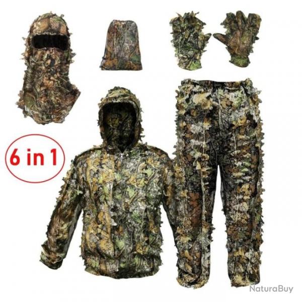 3D Ghillie Suit 6 en 1 Camouflage Taille XL/2XL - LIVRAISON GRATUITE !!