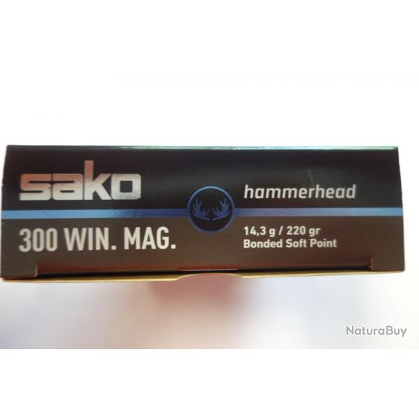 1 BOITE DE 20 BALLES SAKO HAMMERHEAD CAL 300WM 220 GR SP  14/3 G