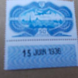 timbre avion survolant paris 50 frs burelé 1936,neuf