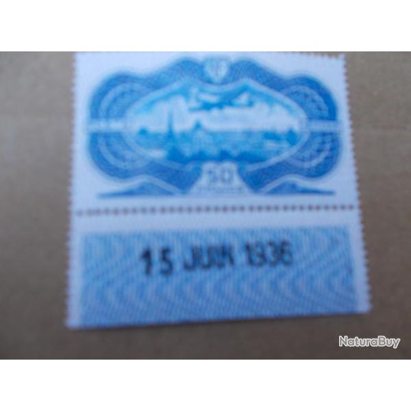 timbre avion survolant paris 50 frs burel 1936,neuf