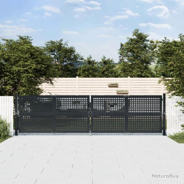 Portail de jardin anthracite 400x125 cm acier