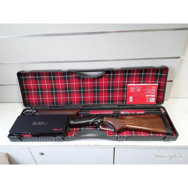 10295 FUSIL SUPERPOS BENELLI 828U SPORT CAL12 CH 76 CAN 81CM OCCASION COMME NEUF+PORT OFFFERT