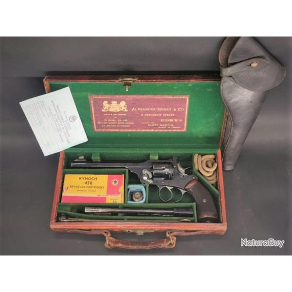 REVOLVER DE TIR WEBLEY TARGET MODEL 1896 en valise cuir Calibre 455 / 450 & 22 Morris - Royaume-Uni 