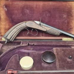 FLOBERT INVENTEUR BREVETE A PARIS COFFRET PISTOLET DE TIR DE SALON CALIBRE 6MM ANNULAIRE - FRANCE XI