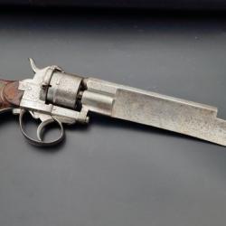 REVOLVER DUMONTHIER A ENORME LAME FORGEE sur LEFAUCHEUX 1858 Calibre 9mm à Broche 1860 - France XIXè