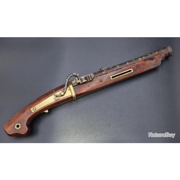 PISTOLET JAPONAIS TANJO TSUTSU A MECHE TEPPO D'ARSENAL Calibre 13.2mm - JAPON EDO XIXE Trs bon  Jap