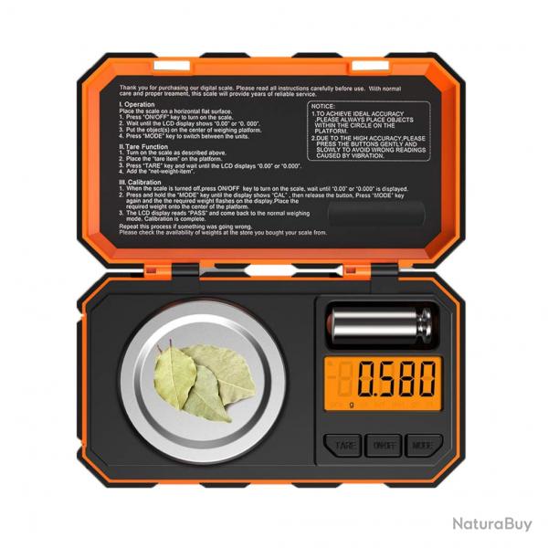 BALANCE NUMRIQUE ANTICHOC POUR RECHARGEMENT DE MUNITIONS - 0,001g  - ORANGE - LIVRAISON GRATUITE