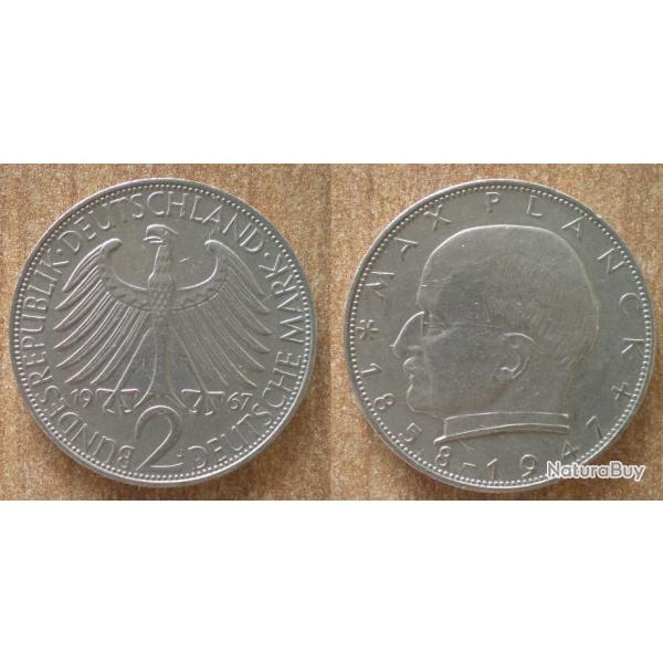 Allemagne 2 Deutsche Mark 1967 J Hambourg Coin Max Planck Piece Europe Centrale