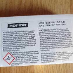 Promo - lot 150 Norma cartouches .223 rem fmj 55gr (5 btes x 30 pcs)