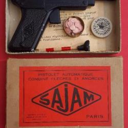 Pistolet jouet SAJAM à flèche et amorce dans sa boite d'origine - Neuf de Stock -