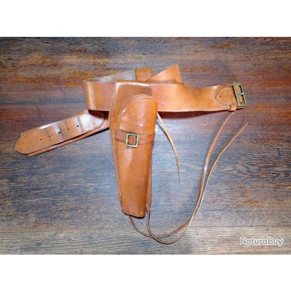 Holster Etui western avec ceinture et pochette - Vers 1960-70 - BE