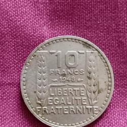 Ancienne pièce 10 Francs Turin 1948