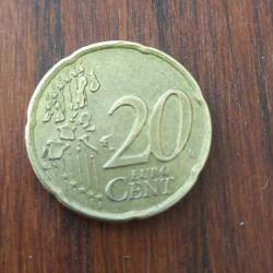 Piece de 20 centimes irlandaise avec harpe.