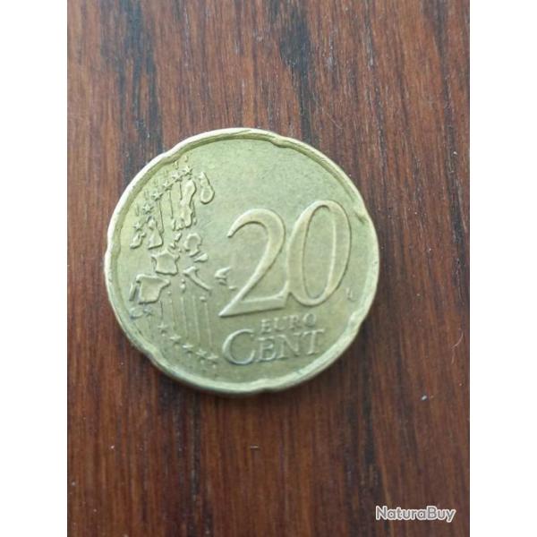 Piece de 20 centimes irlandaise avec harpe.