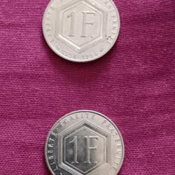 2 pièces 1 franc Général De Gaulle