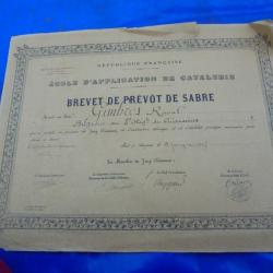 Brevet Prévot de Sabre R. Gimbres 8° Régiment de Cuirassiers 1907 Escrime