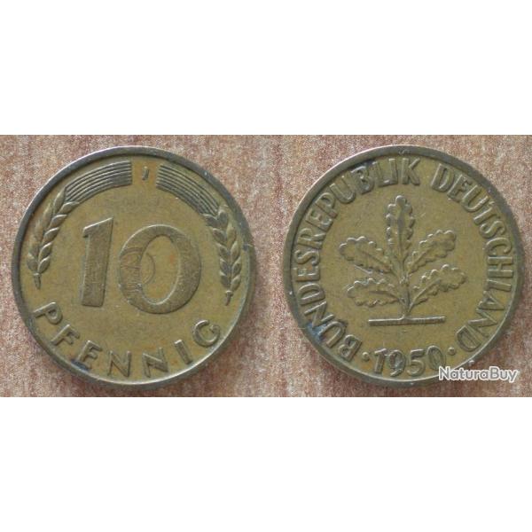 Allemagne 10 Pfennig 1950 Atelier J Piece