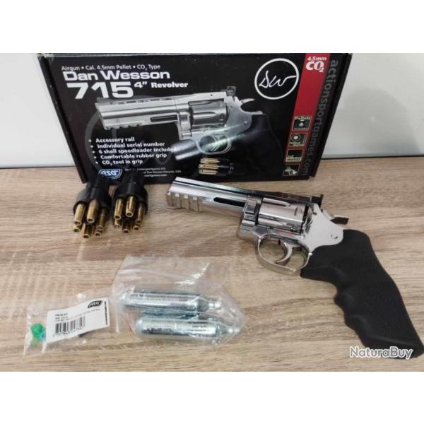 Pack Revolver Dan Wesson modle 715 ,4 "  plombs , canon ray+2 CO2+5xcibles