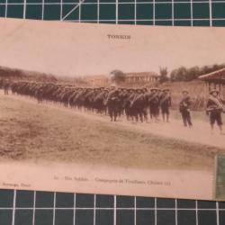 TONKIN, COMPAGNIE DE TIRAILLEURS CHINOIS, CARTE POSTALE ADRESSEE A UN SOLDAT DU 18 EME RIC,V DEMANGE