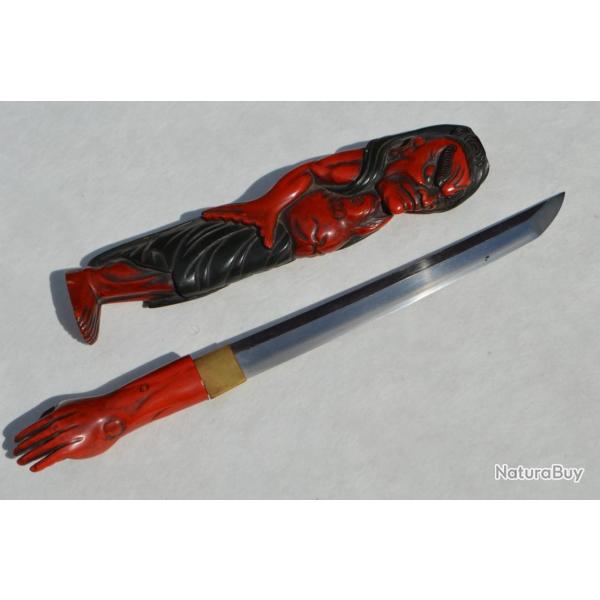 TANTO JAPON XIX  FIGUE DE NIO EN BOIS LAQUE Collection Trs bon  Japon XIX eme Civil
