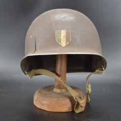CASQUE US M1 A1 TROUPES FRANCAISES RESISTANCE 1944 INSIGNE SECTION CIRCULATION - USA FRANCE Seconde 