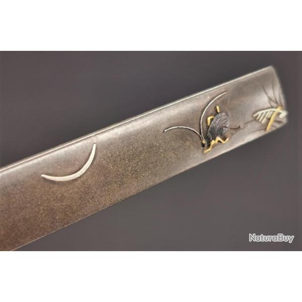 KOZUKA AIKUCHI TANTO KATANA WAKIZASHI SHIBUICHI INSECTE LUNE - JAPON 19 Collection Trs bon  Japon 