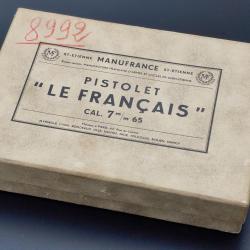 BOITE CARTON et NOTICE MANUFRANCE POUR PISTOLET LE FRANCAIS CALIBRE 7,65 - France XXè Collection Trè