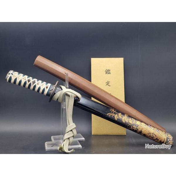 SUPERBE TANTO JAPON HIZEN KUNI TADAYOSHI CERTIFICAT NBHK Collection Trs bon  Japon XVII