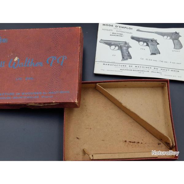BOITE CARTON PISTOLET MANURHIN WALTHER PP 7.65 AVEC NOTICE Bon  Categorie D