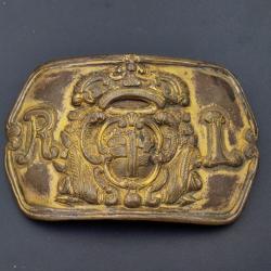 PLATEAU BOUCLE DE CEINTURON REGIMENT CAVALERIE FRANCE 18è ARMOIRIES INITIALES R et L Collection Fran