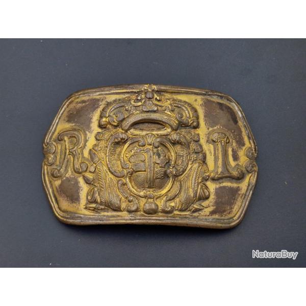 PLATEAU BOUCLE DE CEINTURON REGIMENT CAVALERIE FRANCE 18 ARMOIRIES INITIALES R et L Collection Fran