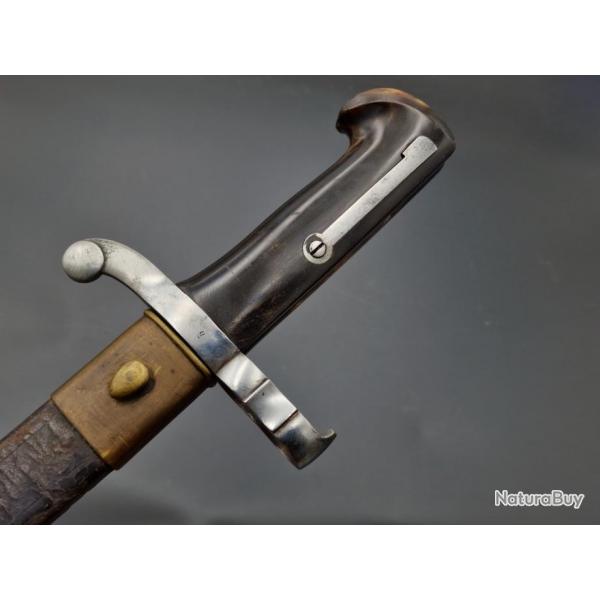 BAIONNETTE FUSIL DE CHASSE DOUBLE LAME YATAGAN CONTRE TRANCHANT vers 1860 - FRANCE XIX Collection F