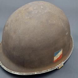 CASQUE M1 A1 75th INFANTRY POCHE DE COLMAR JANVIER FEVRIER 1945 ALSACE FRANCE WW2 Collection 2eme GM