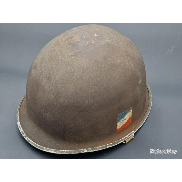 CASQUE M1 A1 75th INFANTRY POCHE DE COLMAR JANVIER FEVRIER 1945 ALSACE FRANCE WW2 Collection 2eme GM
