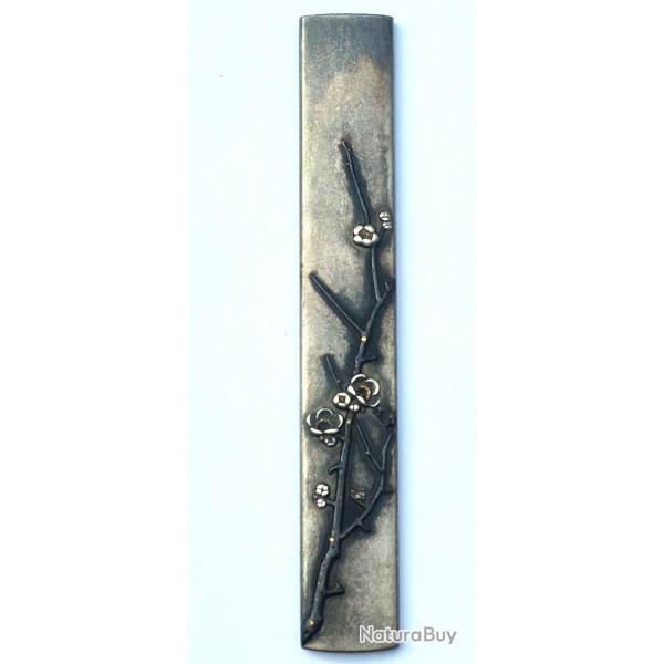 KOZUKA SHIBUICHI BRANCHE FLEURS CERISIER MANCHE COUTEAU SABRE JAPONAIS TANTO WAKIZASHI KATANA JAPON 