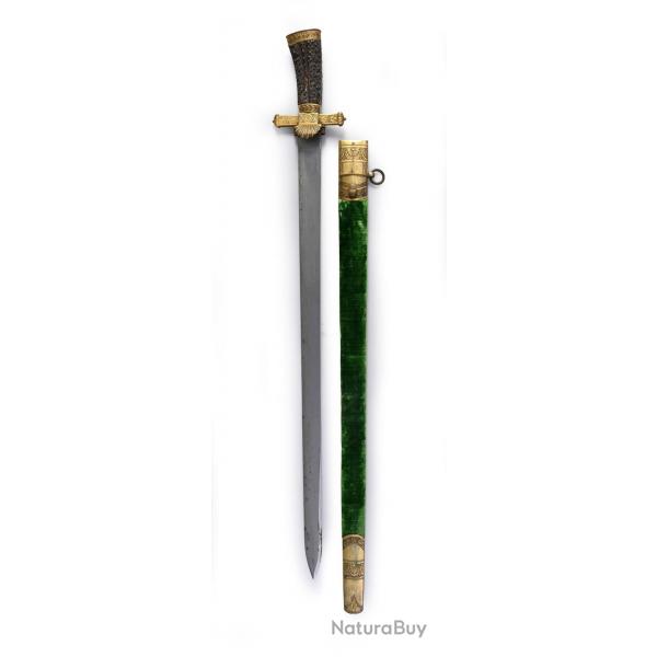 GRAND COUTEAU DE VENERIE DAGUE DE CHASSE FAISCEAU DE LICTEUR EPOQUE DIRECTOIRE FRANCE FIN XVIII Col