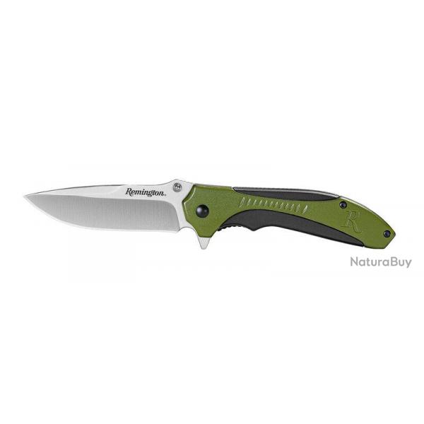 R15672 Couteau Remington Sportsman Linerlock A/O Manche Black/Green Polymer Lame Acier 8Cr13MoV Clip