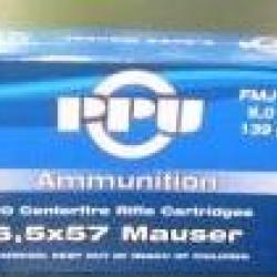 Cartouches PPU Calibre 6,5x57 MAUSER FMJBT 139grs - Boite de 20 unités