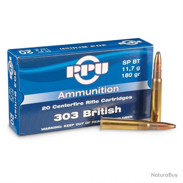 Cartouches PPU Calibre 303 BRITISH SPBT 180grs - Boite de 20 units