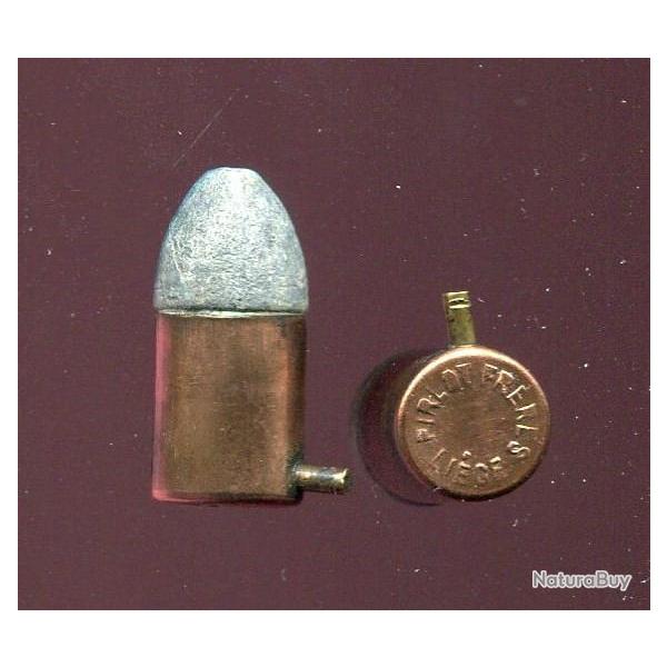 12 mm  Broche - trs beau marquage en relief : PIRLOT FRERES  LIEGE - tui cuivre - balle plomb