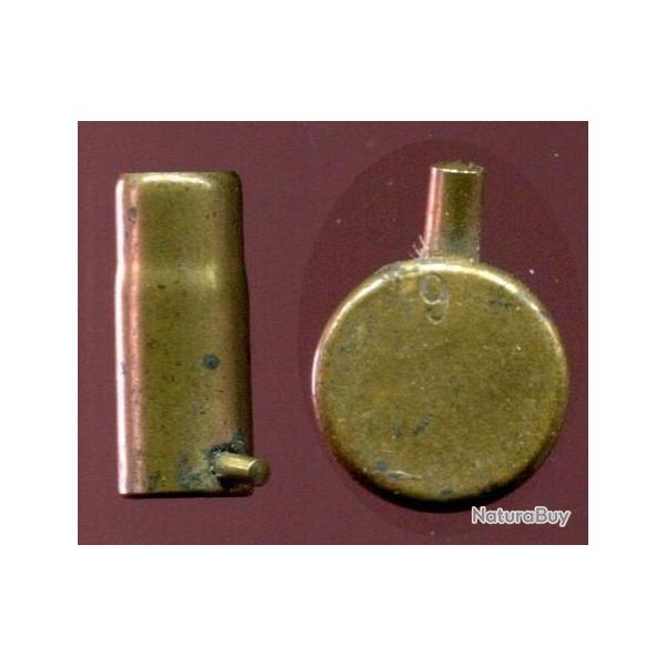 9 mm  broche  grenaille pour revolver Lefaucheux - long tui bouteill en laiton