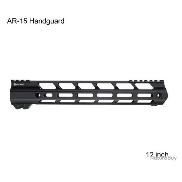 Garde main Alu 12" noir pour AR15 avec attache M-lok, QD et picatinny