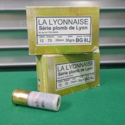lot 2 boites de 10 cartouches LA LYONNAISE cal 12/70 en 36 gr BG plomb 8